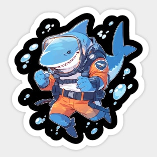 Scuba Divin' Anime Shark Sticker